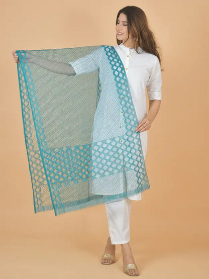 Women's Net Self Design Morpankhi Dupatta