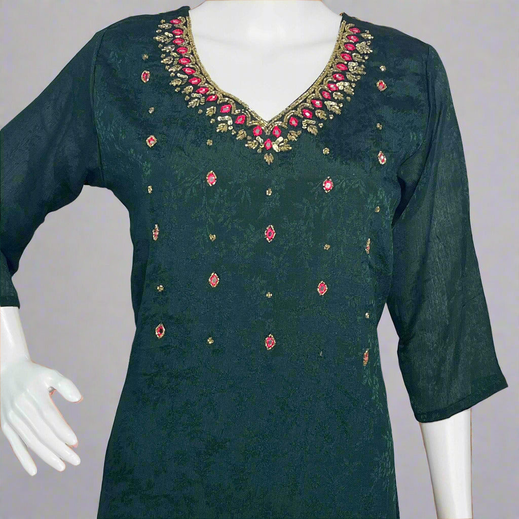 Women's Premium Dobby Chinnon A-Line Kurti with Crepe Lining