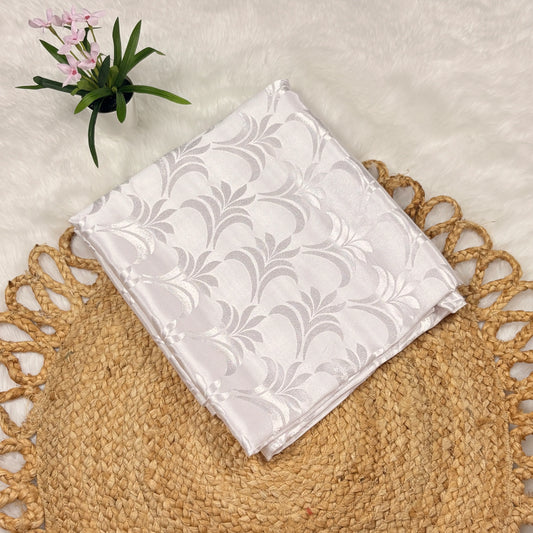 Women's White Jacquard Silk Saree | Tonal Floral Weave & Soft Sheen