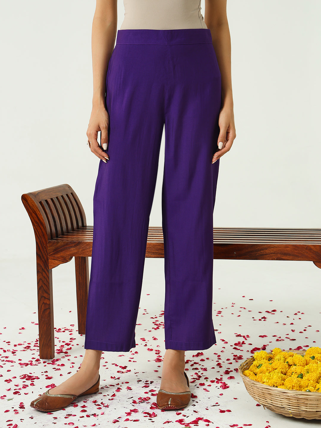 Floral Embroidered Zari Work Chanderi Cotton A-Line Kurta with Trousers & Dupatta