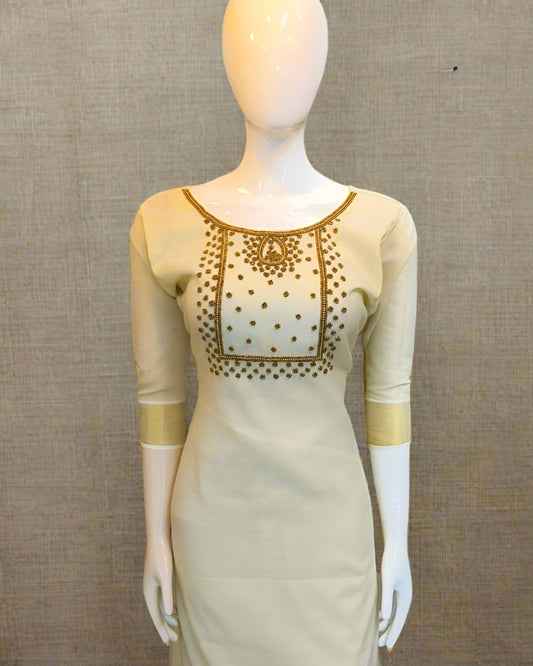 Women's Handword Tissue Cotton Kerala Traditional Kurti