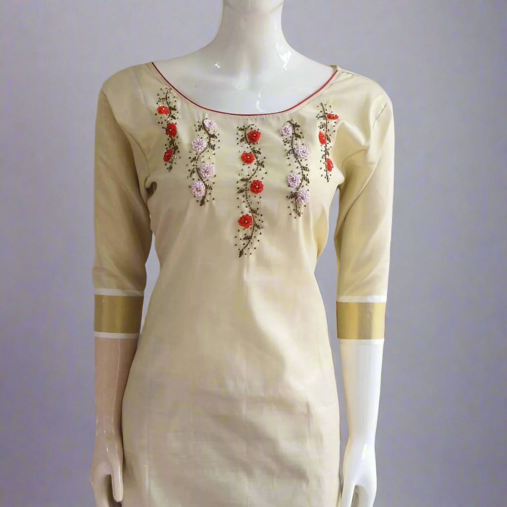 Women's Stylish Tissue Cotton Kerala Traditional Kurti