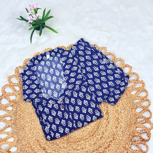 Women’s Elegant Navy Blue Coord Set with Floral Print