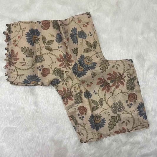 Women's Floral Print Pattern with Sleeve Readymade Saree Blouse