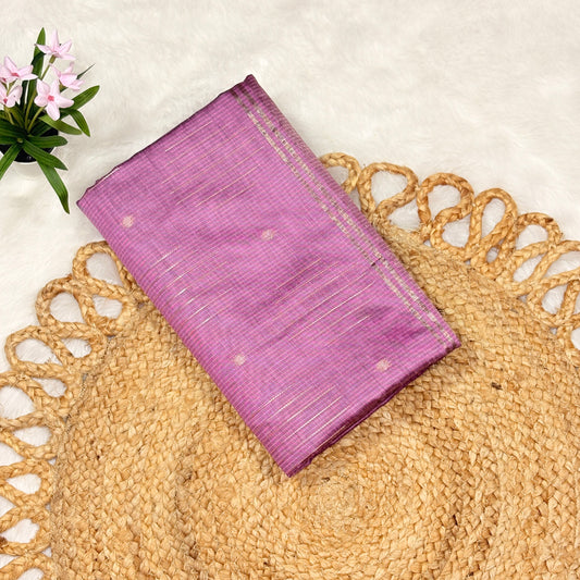 Women's Pink Acrylic Cotton Saree with Woven Stripes & Dots – Lightweight Casual Wear Saree