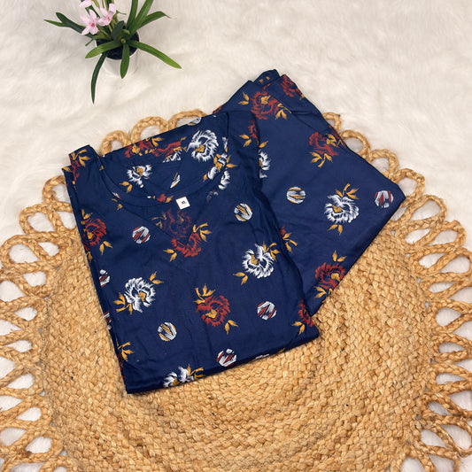 Women’s Stylish Navy Blue Printed Cord Set for Women – Casual & Ethnic Wear