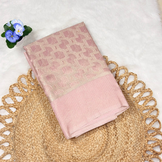 Women's Tissue Saree in Onion Pink with Subtle Zari Weaving – Perfect for Festive & Wedding Wear