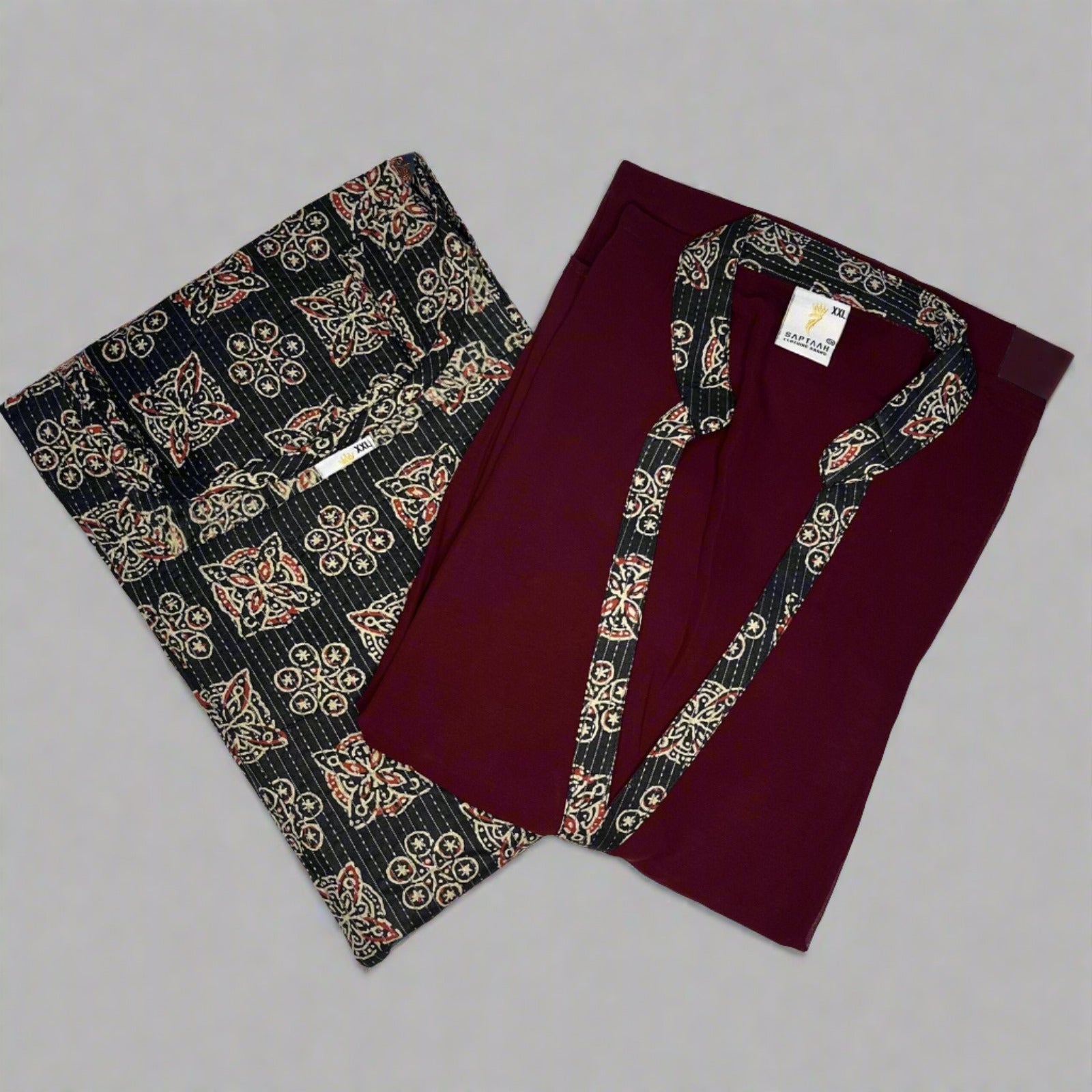 Women's Ajrakh Layered A-line Kurta With Jacket