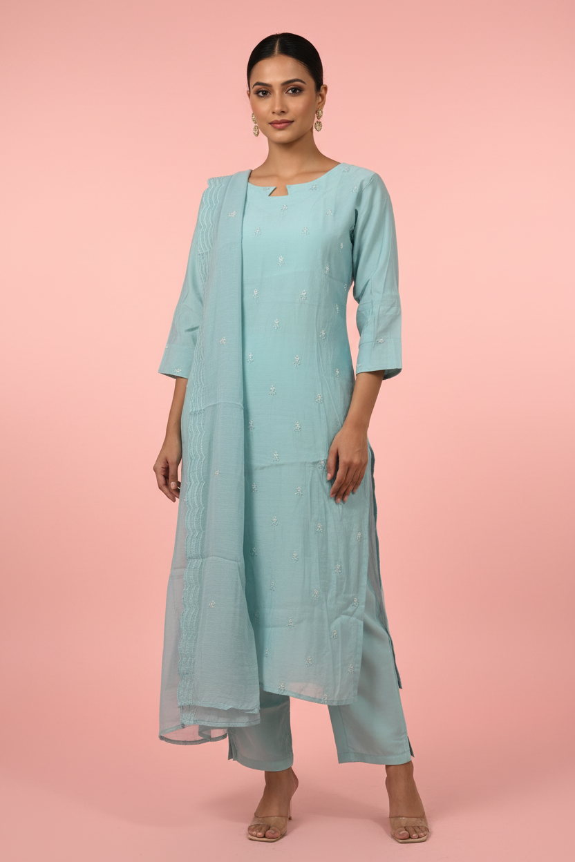 Aqua Blue Salwar Suit – Blush Pink – Full Length