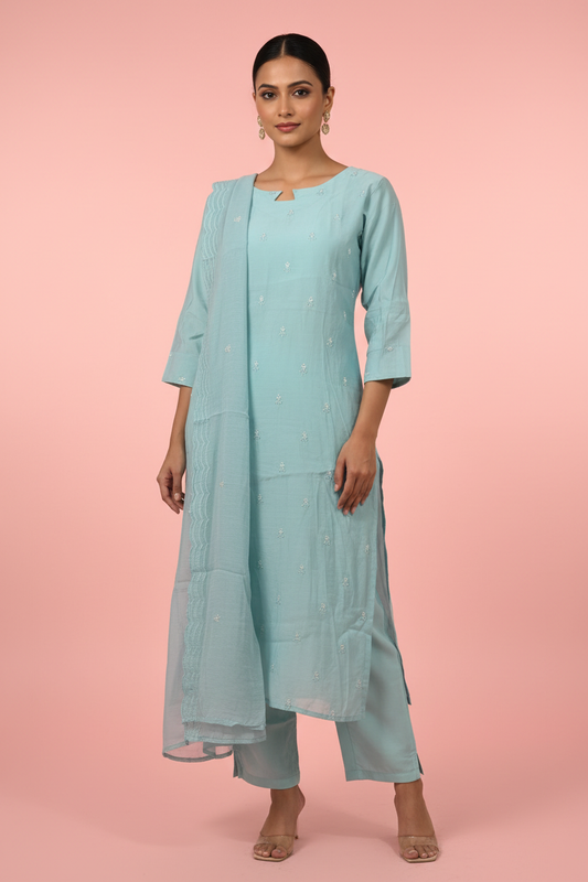 Aqua Blue Salwar Suit – Blush Pink – Full Length