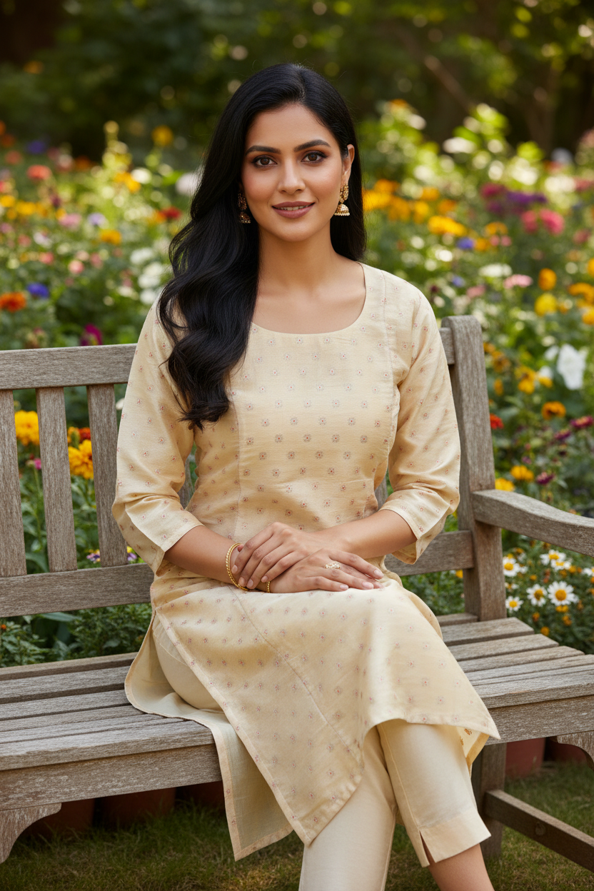 Cream Kurti - Seated