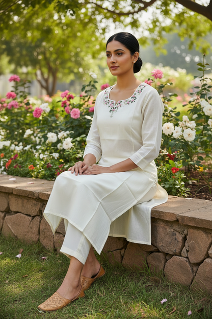 Floral Kurti with Chappals - Pose 4