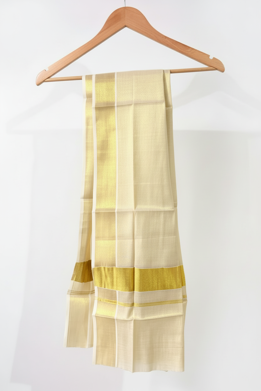 Kerala Kasavu Dupatta - Wrinkle Free
