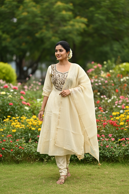 Kerala Tissue Kurti – Walking Pose – Indian Model – Garden Photography