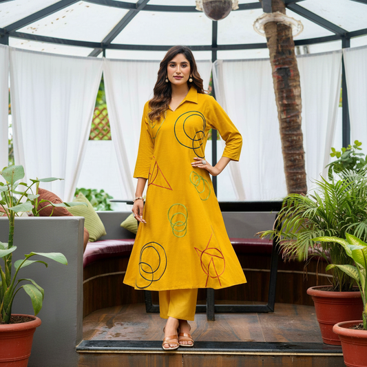 Mustard Yellow Kurti – Natural Home Background