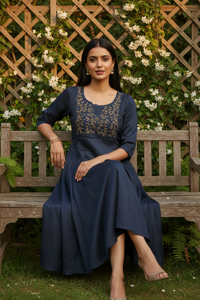 Navy Blue Kurti - Seated Corrected