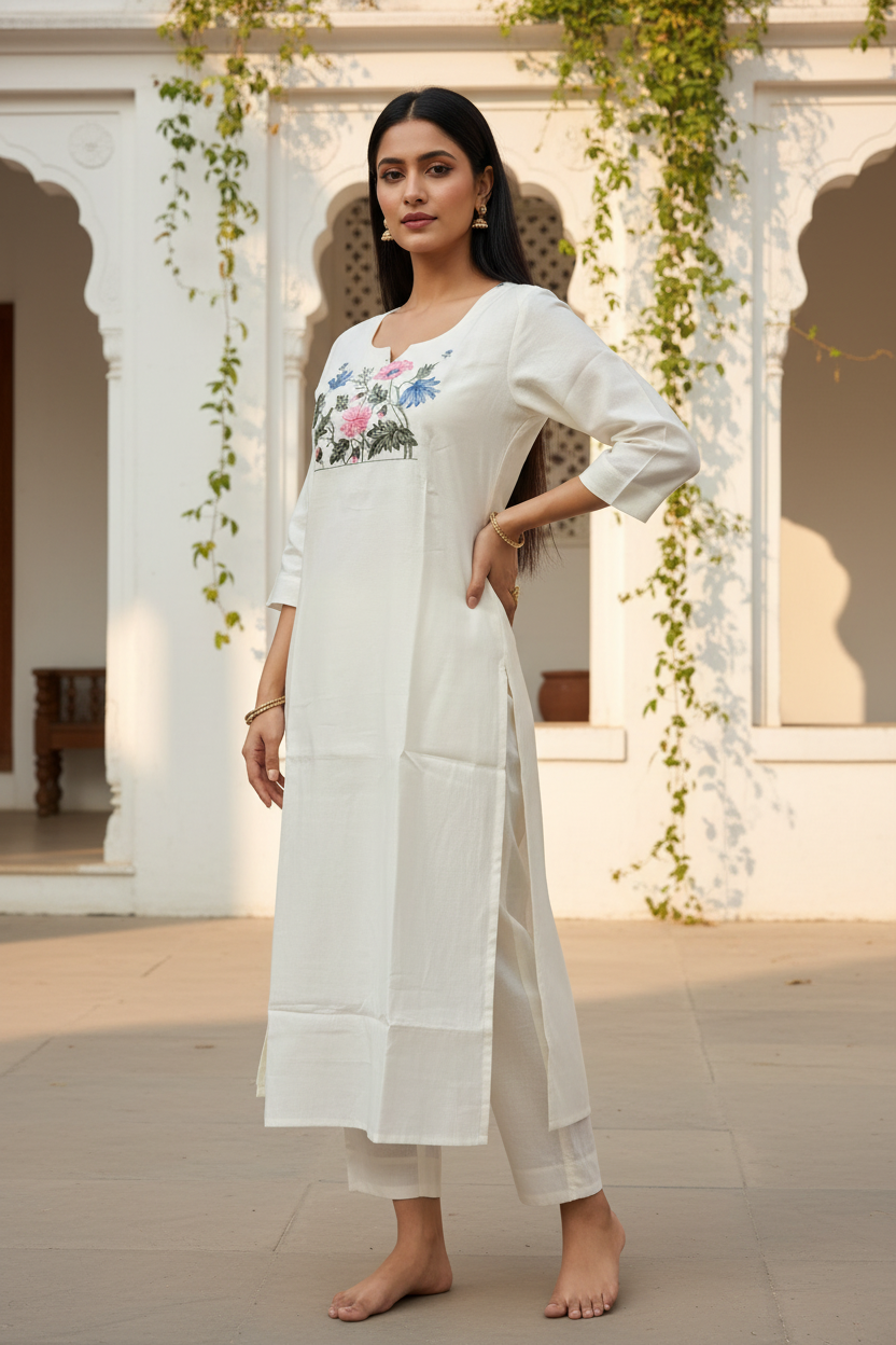 Off White Coord Set - 3/4 Angle