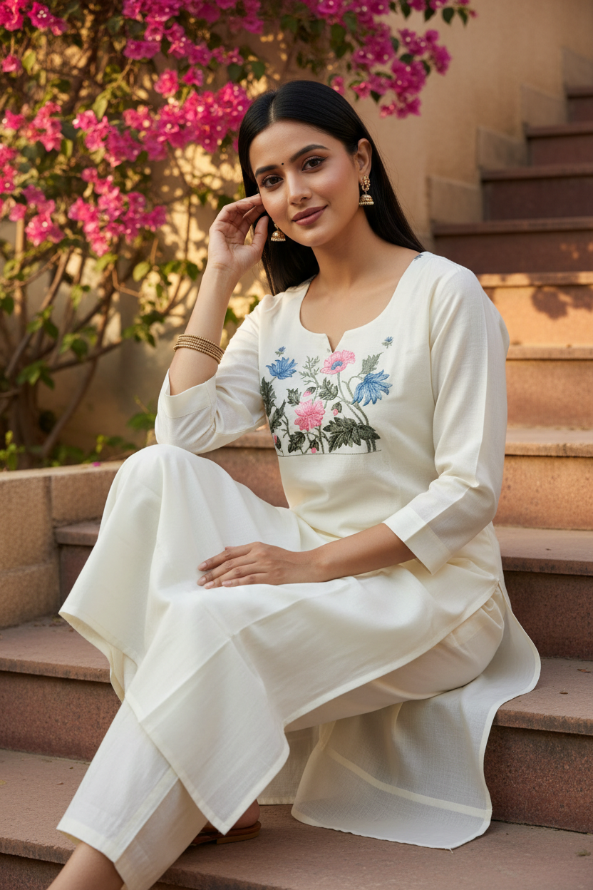 Off White Coord Set - Seated