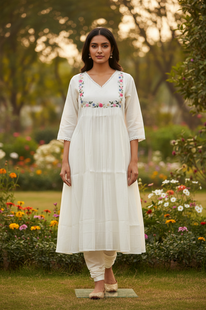 Off-White Kurti - Front Pose