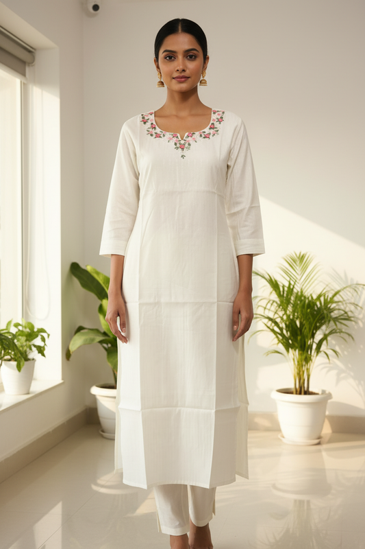 Off White Kurti - Front Standing Pose