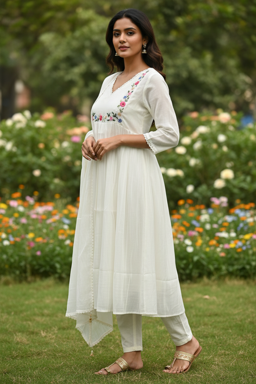 Off-White Kurti - Side Pose