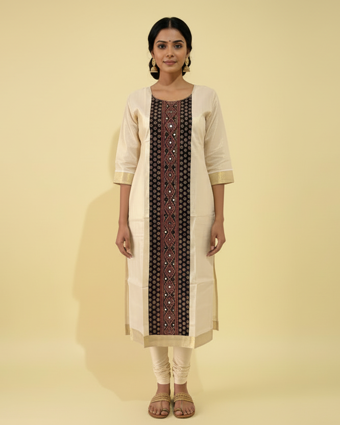 Patola Panel Kurti - Pose 1