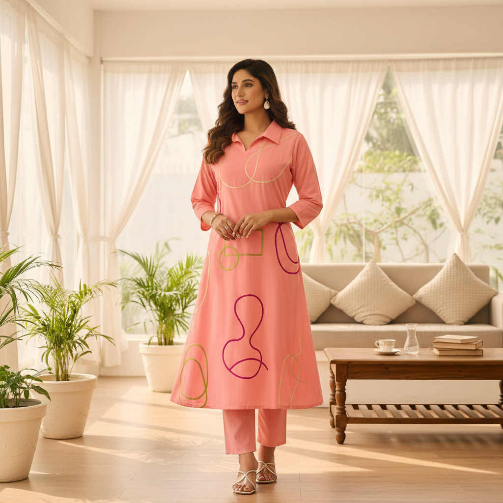 Peach Pink Kurti – Natural Home Background