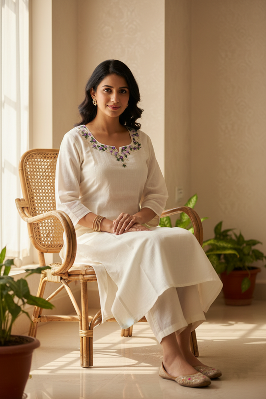 Purple Kurti - Seated Pose
