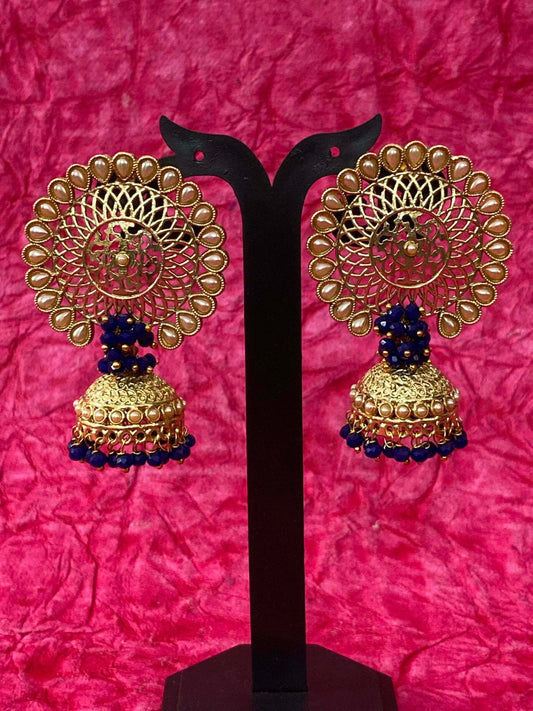 Clustered pearl antique jhumka.