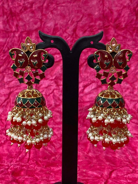 Clustered Pearl Long Jhumka Earrings