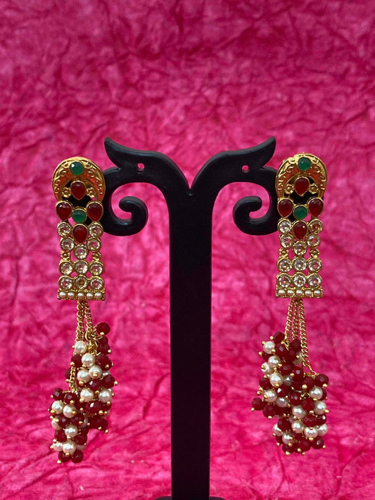 Antique whites Stones Party wear Long Earring