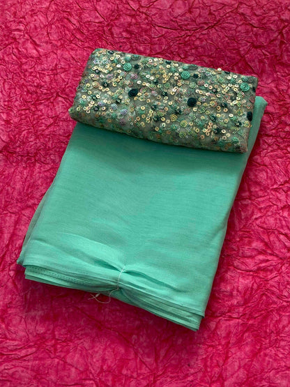 Blue Designer Saree with heavy shimmer lines