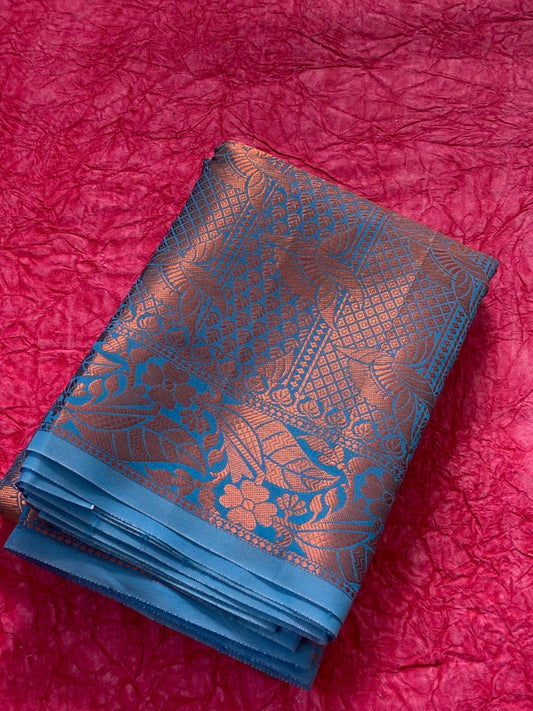 xTrendy Brocade Copper Silk Saree