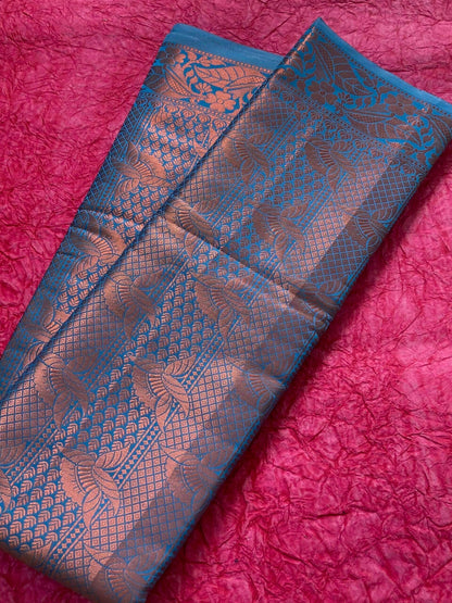 Trendy Brocade Copper Silk Saree