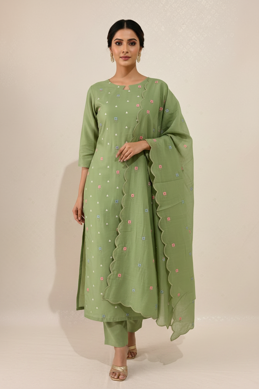 Sage Green Kurta — Pose 3 Walking Dynamic
