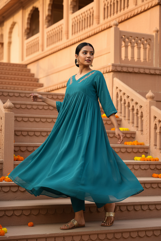 Teal Kurti - Movement Pose